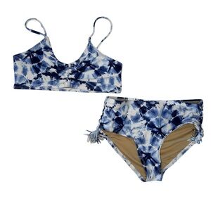 Old Navy | Kids Swimwear Set in Blue & White Tie-Dye Bikini | Est. Size Small